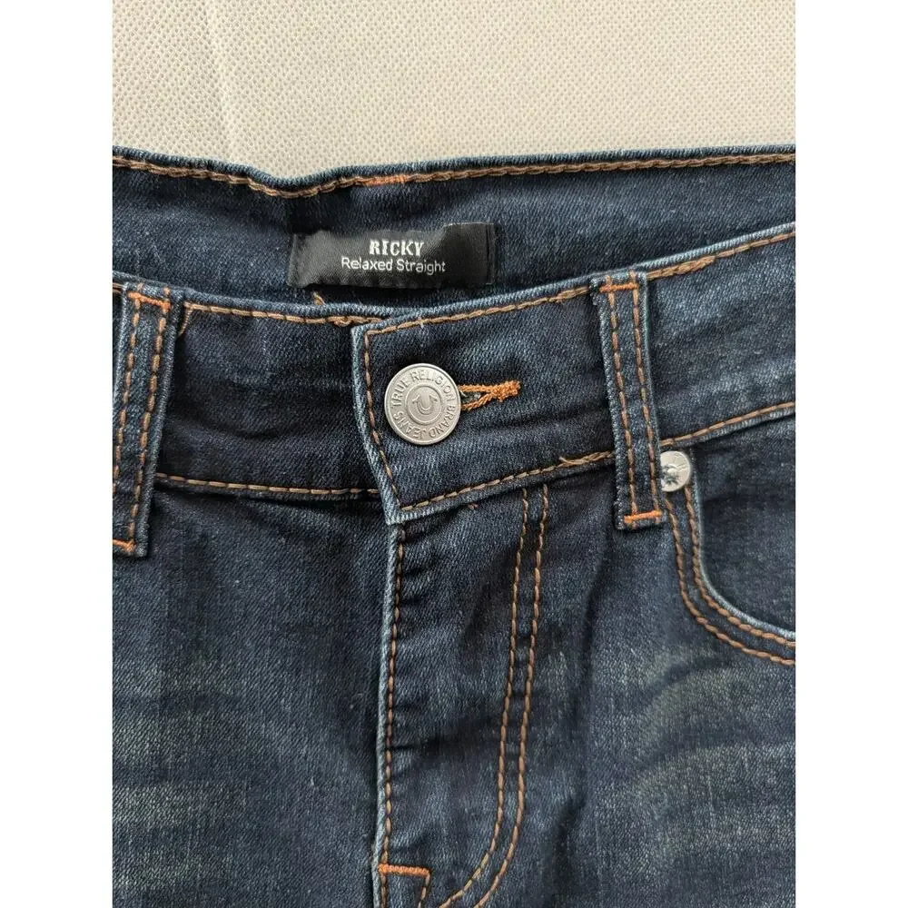 True Religion Ricky Relaxed Straight Denim Shorts Dark Wash Mens 30 NWT Skater